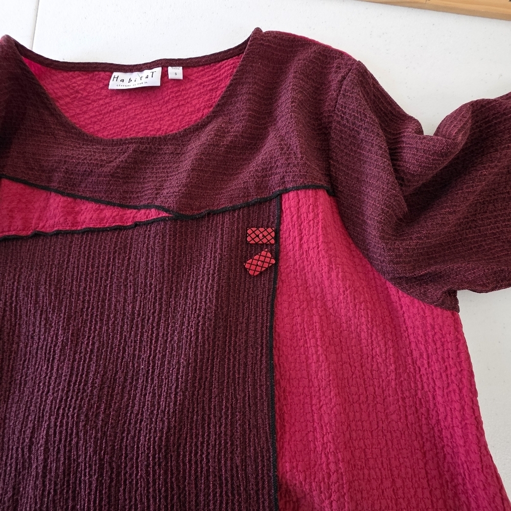 Habitat Colorblocked Oversized Top Size Small 3/4 Sleeves Lagenlook Shirt - Picture 4 of 14